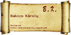 Babics Károly névjegykártya