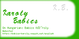 karoly babics business card